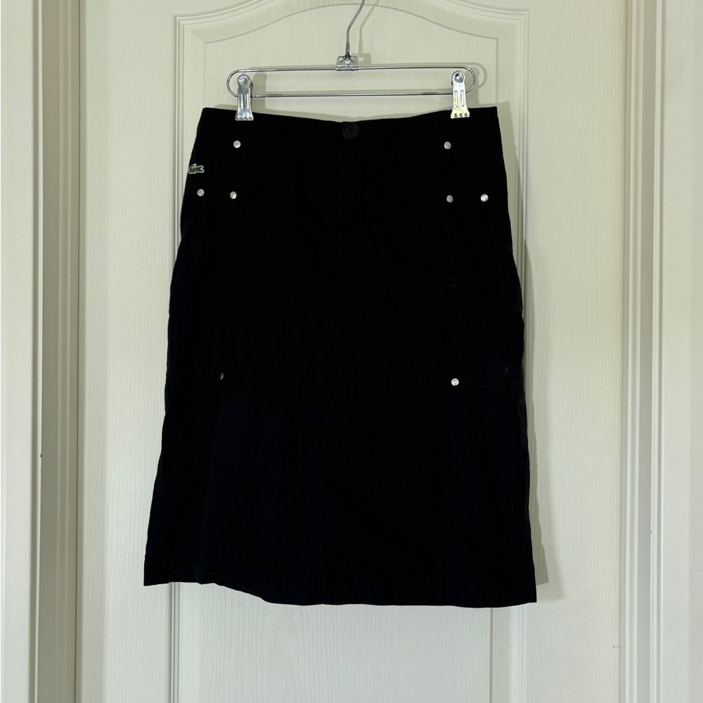 Lacoste Black Cotton Skirt Logo Detail Classic Fit